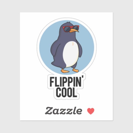 Flippin Cool Funny Penguin Pun Sticker (Vel)