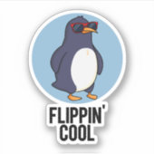 Flippin Cool Funny Penguin Pun Sticker (Voorkant)