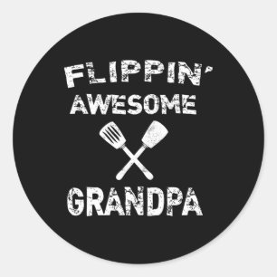 Flippin' Geweldige opa Leuk Koken Grillen BBQ Ronde Sticker