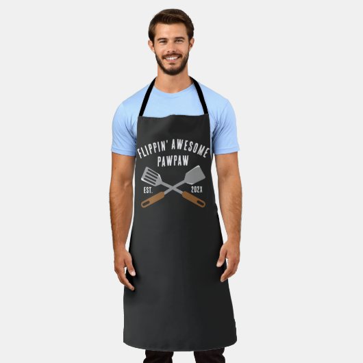 Flippin Geweldige PawPaw BBQ Opa Custom Schort (Gedragen)