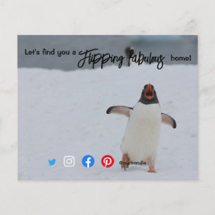 flipping fabulous makelaar pinguïn postca flyer
