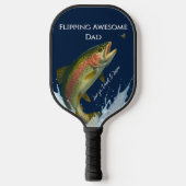 Flipping Geweldige Dad Rainbow Forel Vliegen Visse Pickleball Paddle (Voorkant)