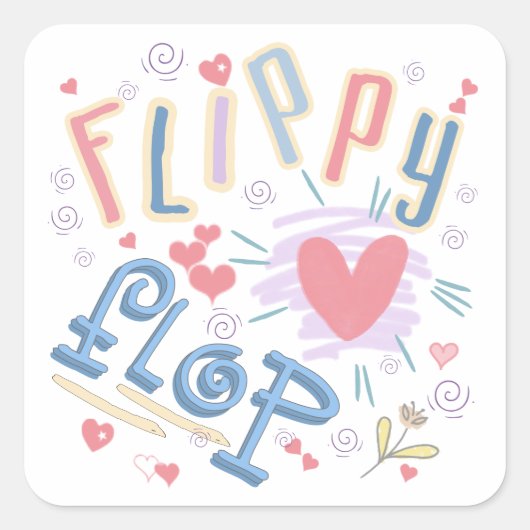 Flippy Flop Heart ID311 Vierkante Sticker (Voorkant)