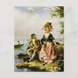 "Flirt au Bord de la Mer" door Hippolyte Lucas Briefkaart