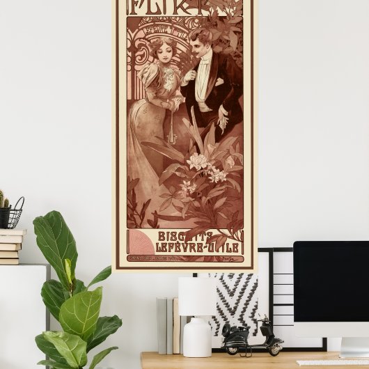 Flirt by Alphons Mucha Poster (Bureau à domicile)