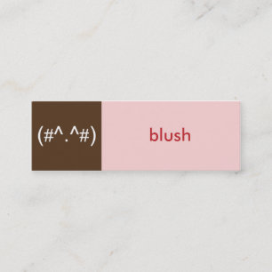 Flirt card roze bruin blush emoticon tekstbericht mini visitekaartje