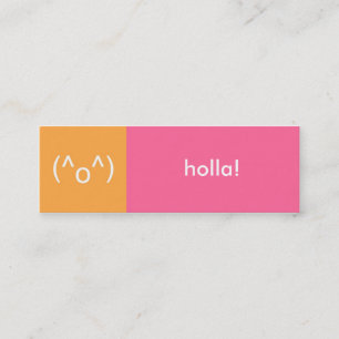 Flirt card roze sinaasappel holla emoticon tekstbe mini visitekaartje
