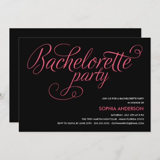 FLIRT | INVITATIE BACHELORETTE PARTIJ KAART (Voorkant / Achterkant)