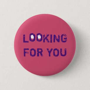 Flirt OP ZOEK NAAR JOU Blauw Ronde Button 5,7 Cm