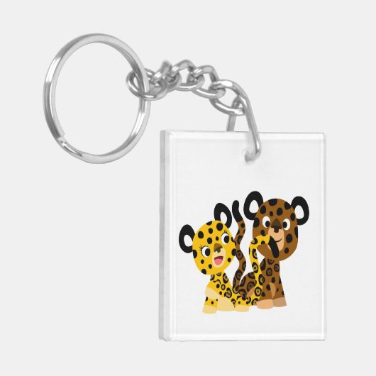 Flirtatieuze Cartoon Jaguars Acrylische Sleutelhan Sleutelhanger (Voorkant Links)