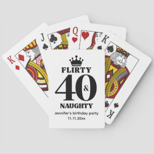 flirterig 40 stout, zwart & wit veertig verjaardag pokerkaarten
