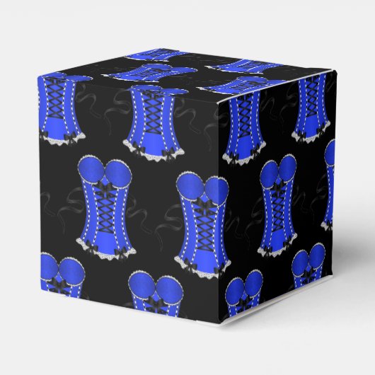 Flirterige Blauwe Korset Kubus Bedankdoosjes (Achterkant)