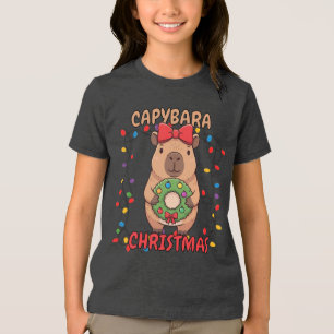 Flirterige Capybara Kerstlichten Feest Tri-Blend Shirt
