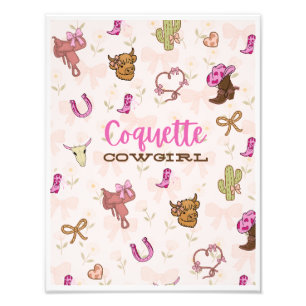 Flirterige Cowgirl Print Foto Afdruk