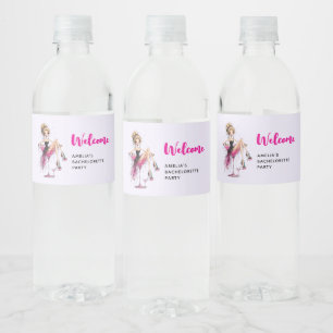 Flirterige meid in een Martini Glas Bachelorette F Waterfles Etiket