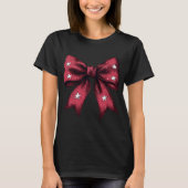 Flirty Brick Red Coquette Bow met Witte Sterren T-shirt (Voorkant)