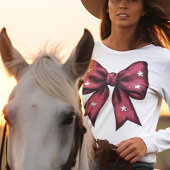Flirty Brick Red Coquette Bow met Witte Sterren T-shirt