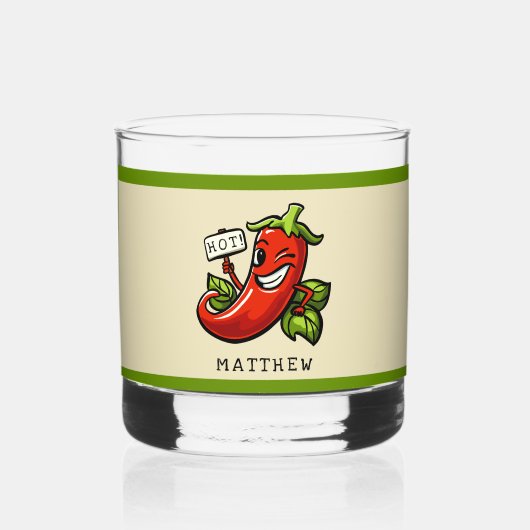 Flirty chili gepersonaliseerd met naam whisky glas (Voorkant)