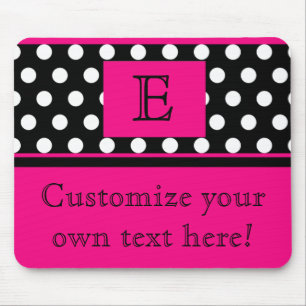 Flirty Pink and polka Dot Monogram mousepad Muismat