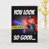 FLIRTY POLICE MAN ROMANTIC FUNNY Carte de voeux (Fleur jaune)