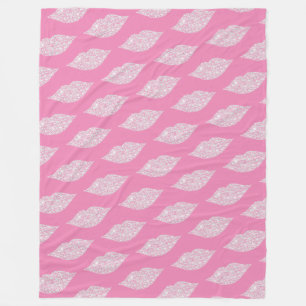 Flirty roze witte diamanten lippen fleece deken