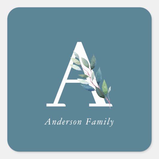 Flitanisch monogram vierkante sticker (Voorkant)