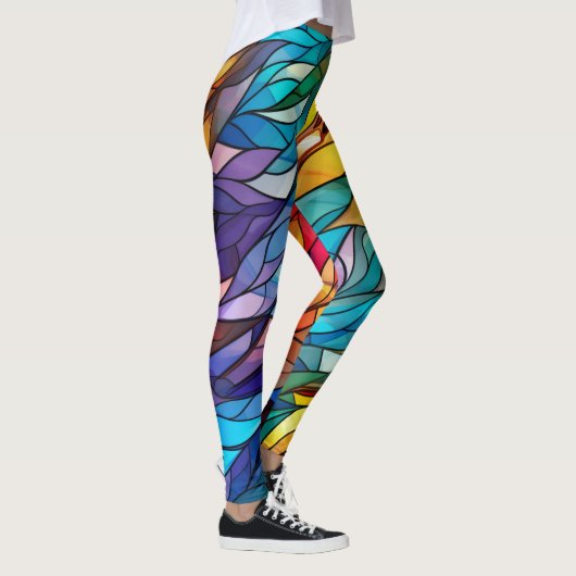 Flitsend Glas in lood, levendige kleuren, kleurrij Leggings (Rechts)