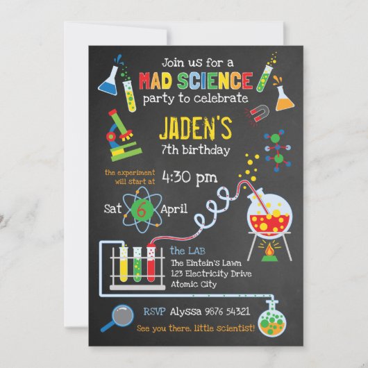 Flitsende Gender Neutrale Mad Science Feest Kaart (Voorkant)