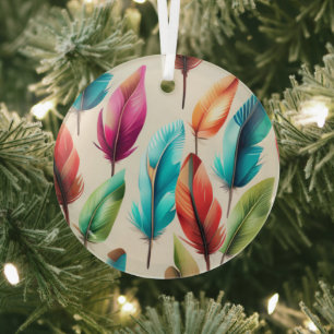 Flitsende Veren Glas Ornament