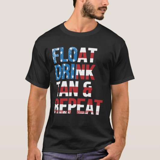 Float Drink Tan Repeat Summer Beach Vacation Vinta T-shirt (Voorkant)