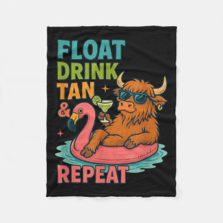 Float Drink Tan Repeat Summer Pool Fun Fleece Deken