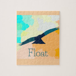 "Float" Een gestileerde vogel zweeft over aquarel Legpuzzel