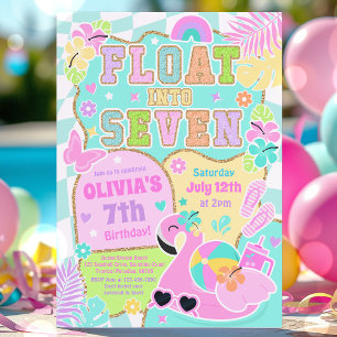 Float in zeven varsity preppy meisje 7e verjaardag kaart