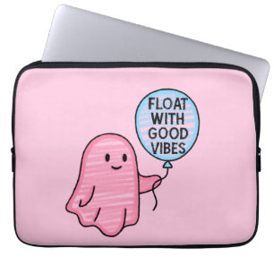 Float met goede vibes schattig boek ontwerp laptop sleeve