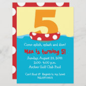 Floatie Five Birthday Invite Kaart (Voorkant / Achterkant)