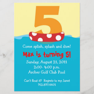 Floatie Five Birthday Invite Kaart