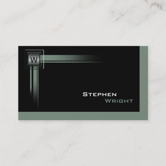 Floating Corner Monogram Moderne Aangepaste Kleur Visitekaartje (Voorkant)