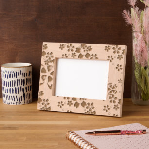 Floating Floral Etched Houten Afbeelding Lijst Gegraveerde Lijstjes