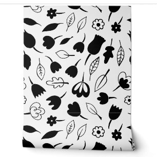 Floating Flowers Monochrome Patroon Behang