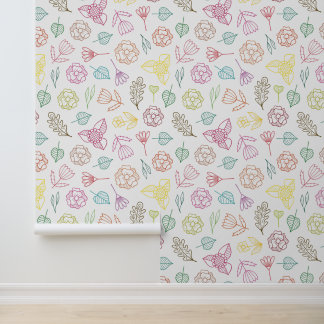 Floating Flowers Pattern Behang