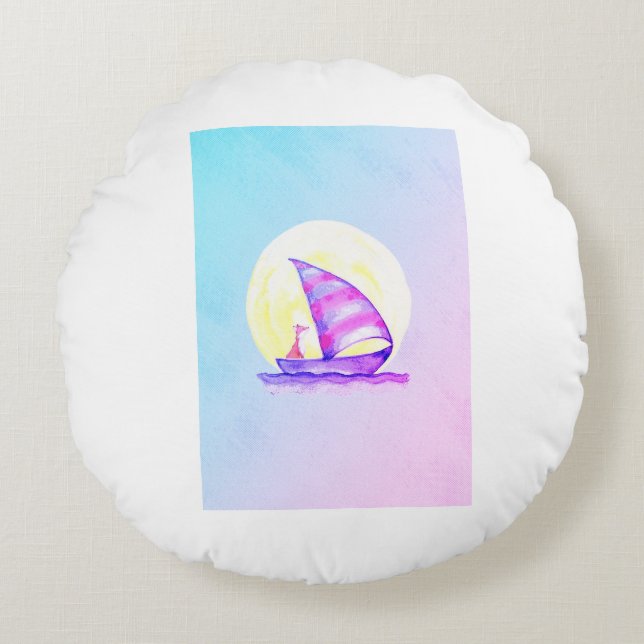 Floating Fox Fantasy Pillow" Rond Kussen (Voorkant)
