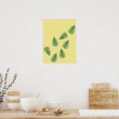 Floating Green Fern Feuilles élégant Poster Abstra (Cuisine)