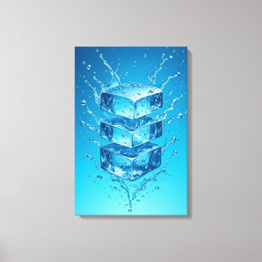 Floating Ice Cube Splash - Dynamische digitale kun Canvas Afdruk (Voorkant)