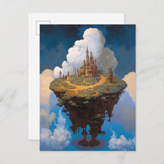 Floating Island Surreal Castle Fantasy Art Briefkaart (Voorkant / Achterkant)