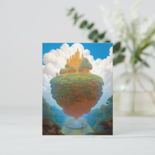 Floating Island Surreal Castle Fantasy Art Briefkaart (Staand voorkant)