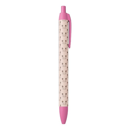 Floating Kitten Cat Face Pattern  Zwarte Inkt Pen (Achterkant (Verticaal))