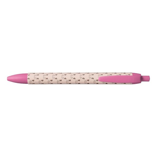 Floating Kitten Cat Face Pattern  Zwarte Inkt Pen (Achterkant)