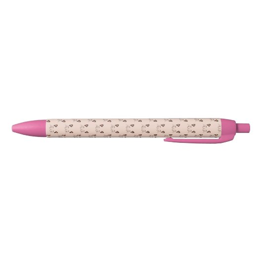 Floating Kitten Cat Face Pattern  Zwarte Inkt Pen (Bodem)