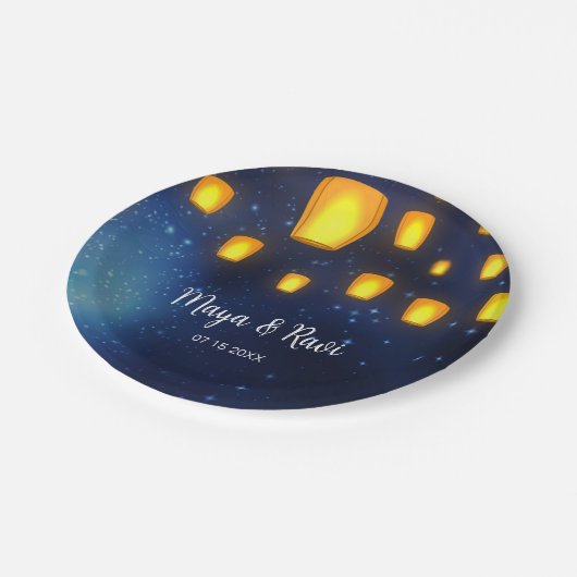 Floating Lanterns bruiloft Papieren Bordje (Gekanteld)