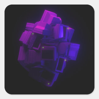 Floating Monitors Cluster – Vaporwave Neon Aesthet Vierkante Sticker
